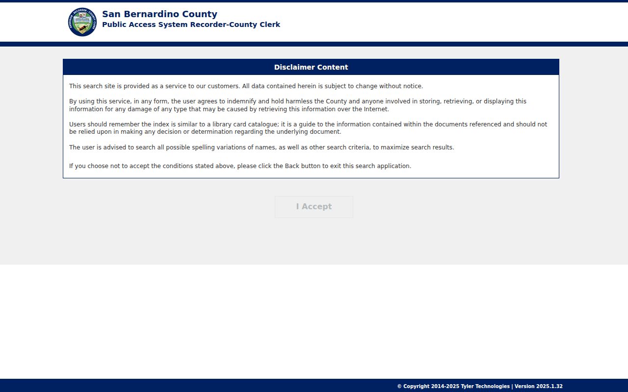 Yucaipa people search Recorder-Clerk public access index