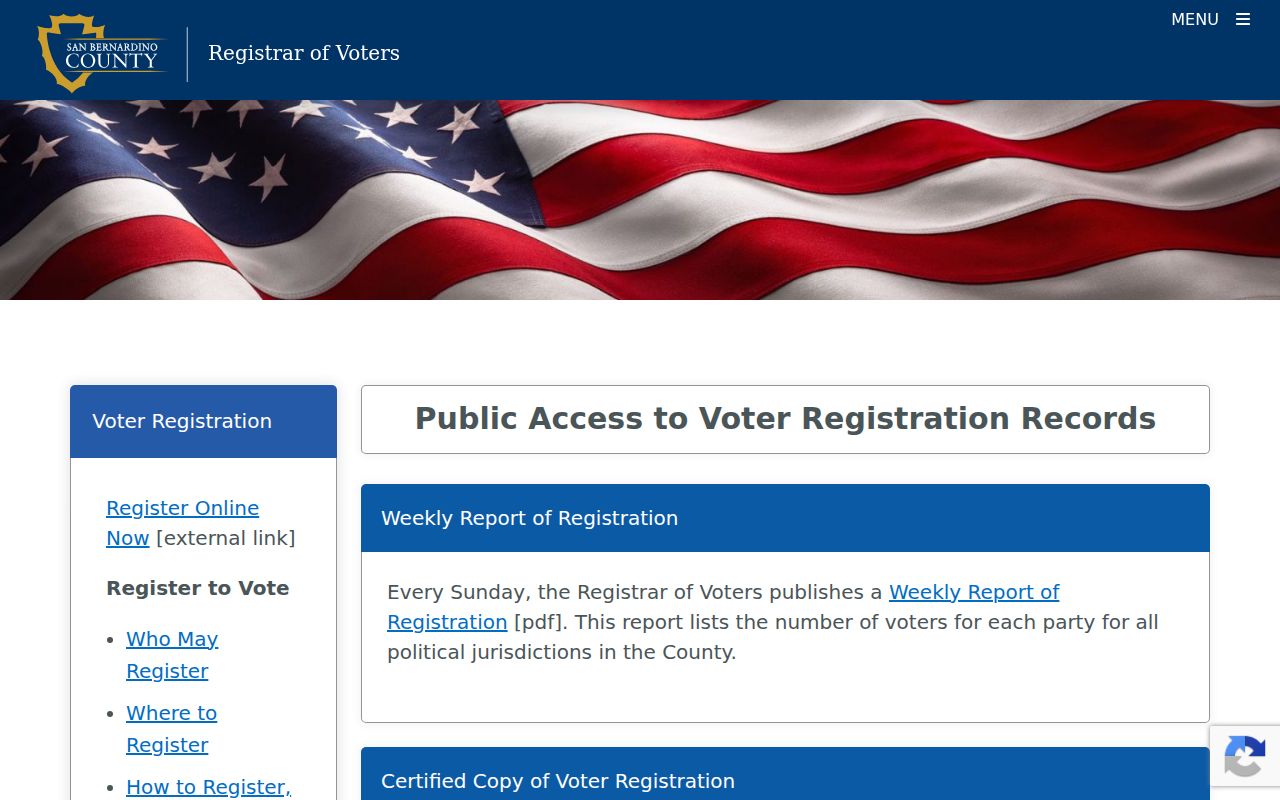 Yucaipa voter records weekly reports and statistics