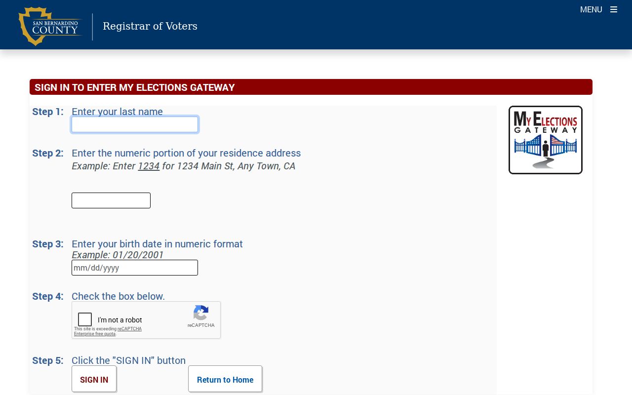 Yucaipa voter records search through My Elections Gateway